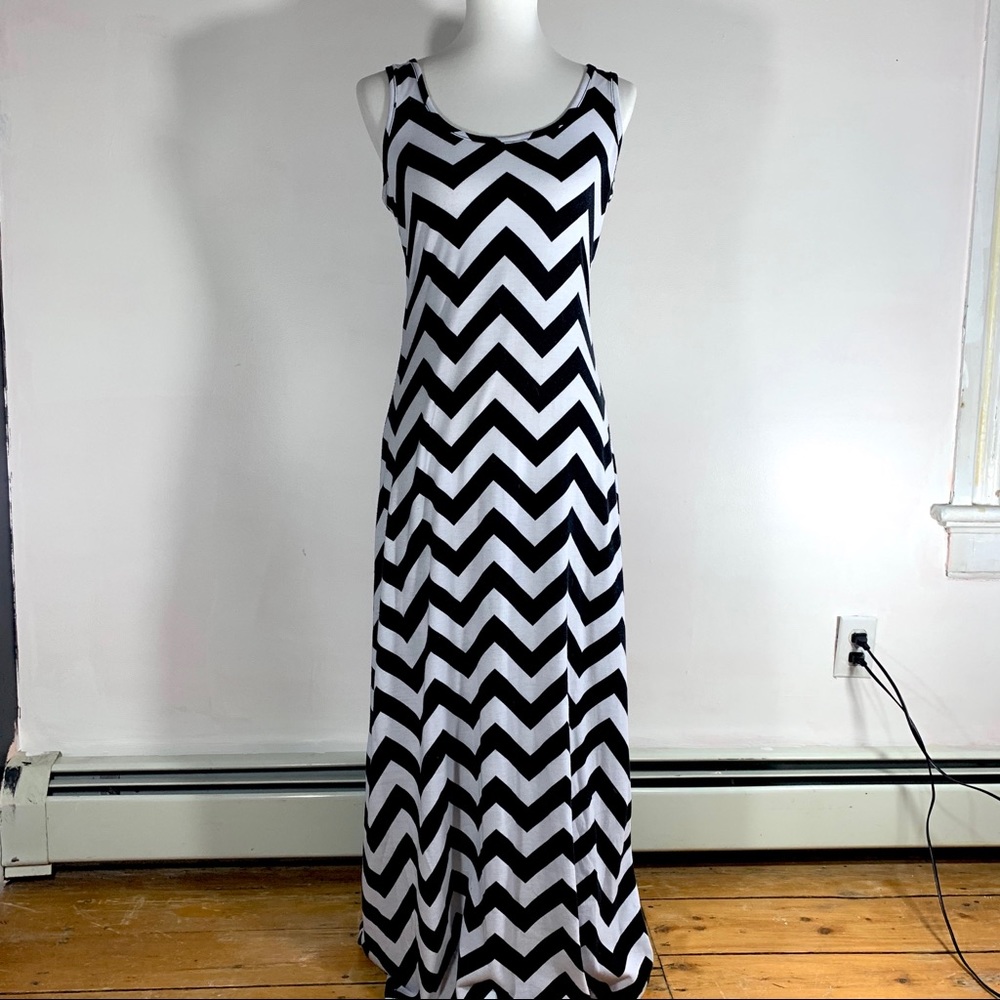 Black and white chevron maxi dress